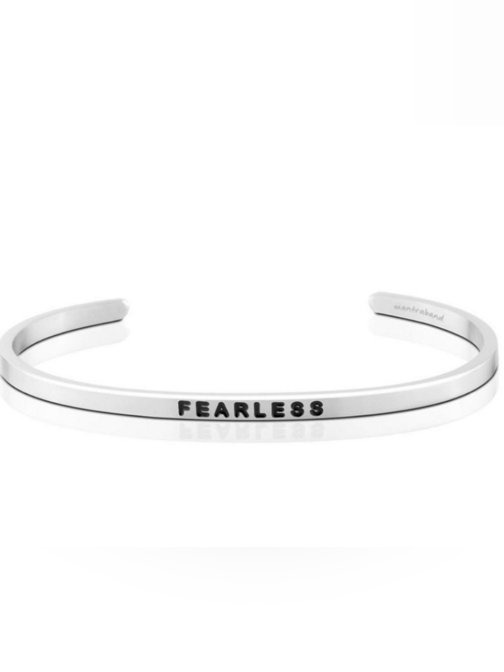 MantraBand Silver "BE FEARLESS" Engraved silver Cuff Bracelet